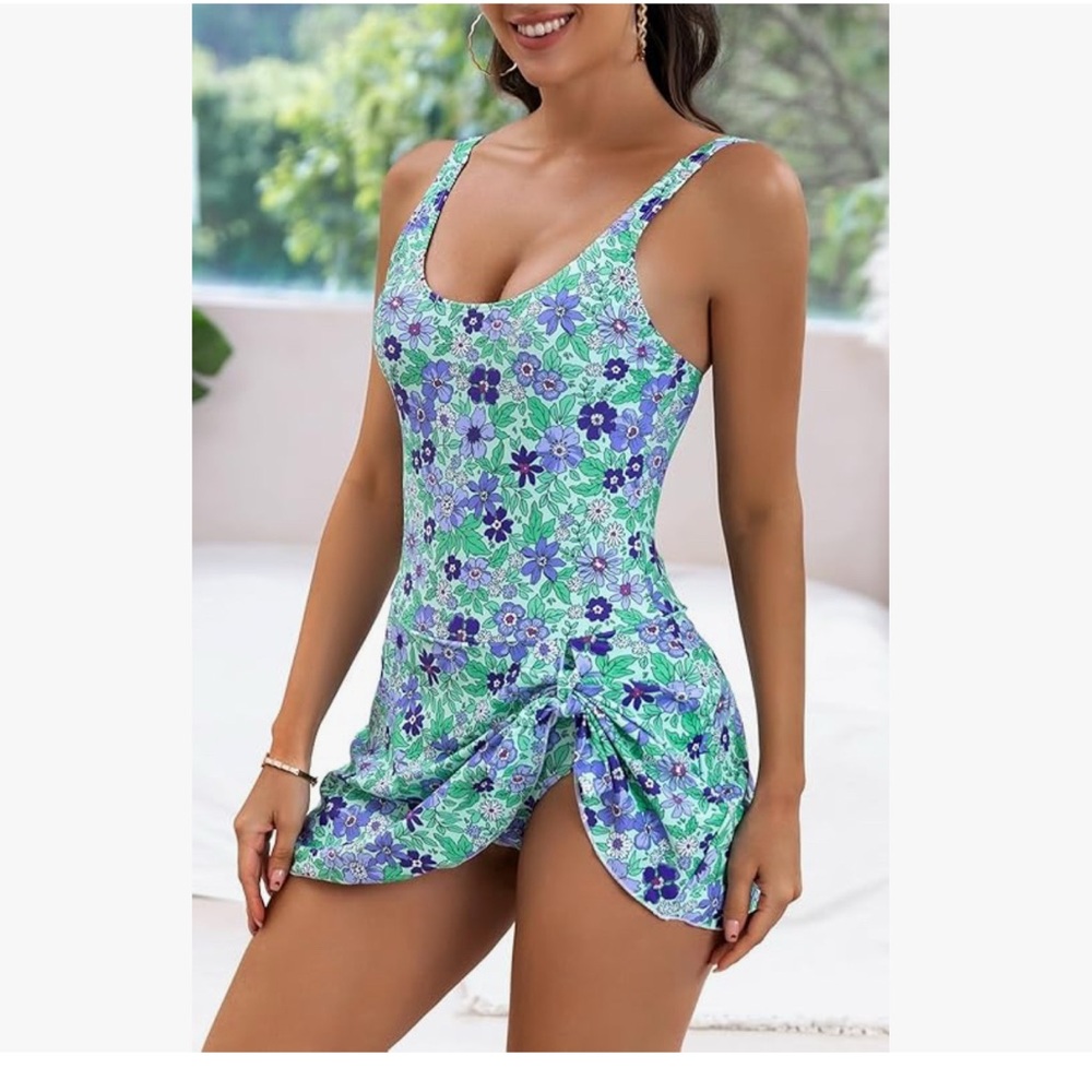One Piece Swimdress Swimsuits for Women Tummy Control Large NWT - Picture 2 of 7